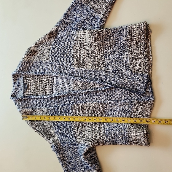 Vince Blue Gray Chunky Knit Cardigan Striped Oversized Sweater medium large - Picture 13 of 14